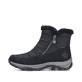 Schwarze Rieker Damen Kurzstiefel M9670-01 mit wasserabweisender TEX-Membran. Schuh Außenseite.