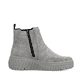 Weiße Rieker Damen Slipper N2162-80 mit Gummischnürung sowie geprägtem Logo. Schuh Außenseite gespiegelt.