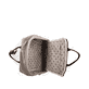 Rieker Damen Rucksack H1530-62 in Sandbeige-Schwarz aus Kunstleder mit Reißverschluss. Rucksack geöffnet. 