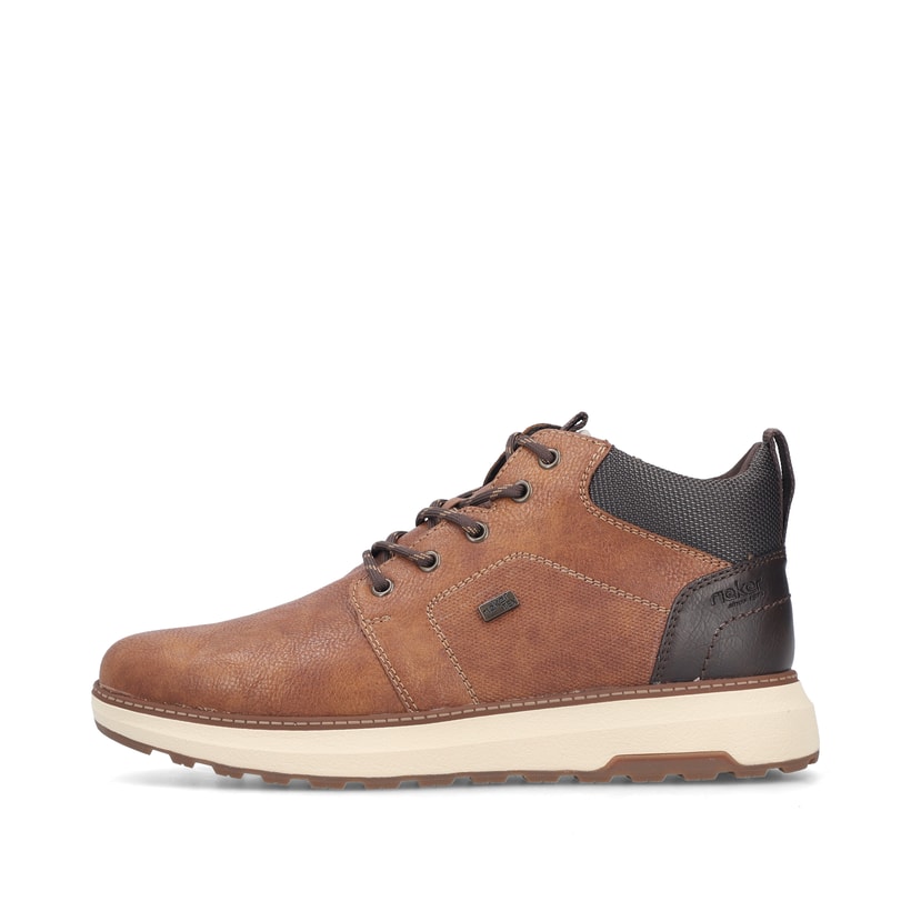 Braun-schwarze Rieker Herren Sneaker High B5530-25 mit einem Reißverschluss. Schuh Außenseite.