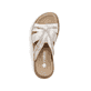 Beige Rieker Damen Pantoletten V1588-60 mit einem Gummizug sowie griffiger Sohle. Schuh von oben.