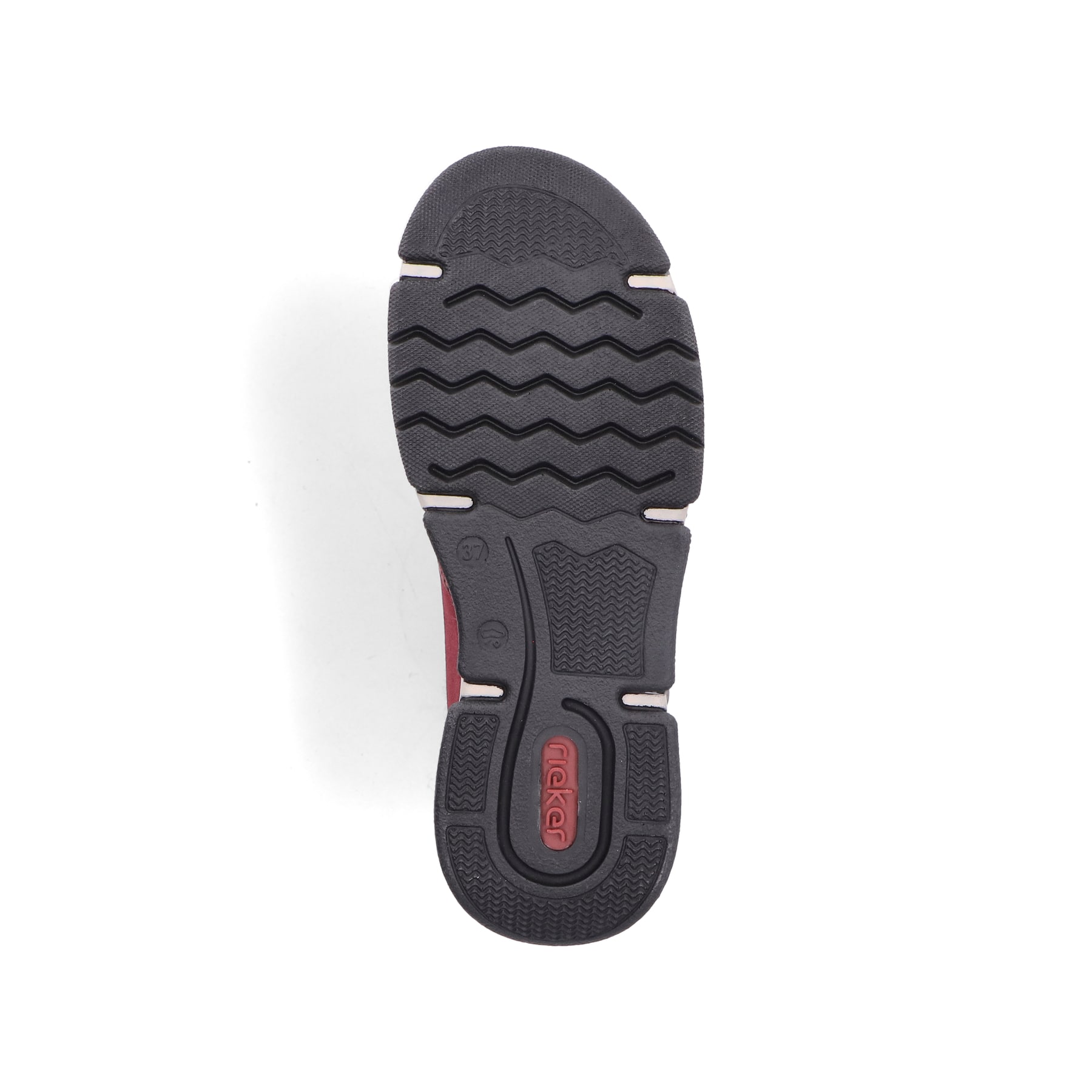 Dunkelrote Rieker Damen Schnürstiefel 45960-35 mit einem Reißverschluss. Schuh Laufsohle.