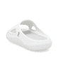 Weiße Rieker Damen Pantoletten W3450-80 mit ultraleichter und flexibler Sohle. Schuh von hinten.