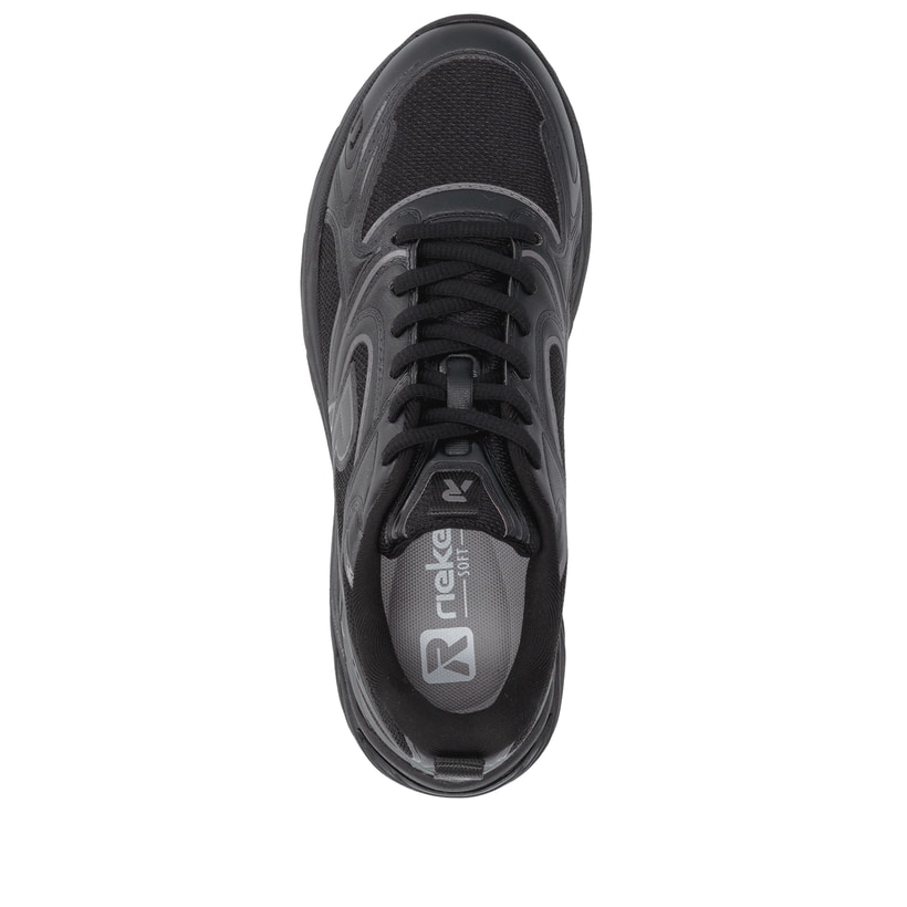 Schwarze Rieker Sport Damen Sneaker Low W4202-00. Schuh von oben.