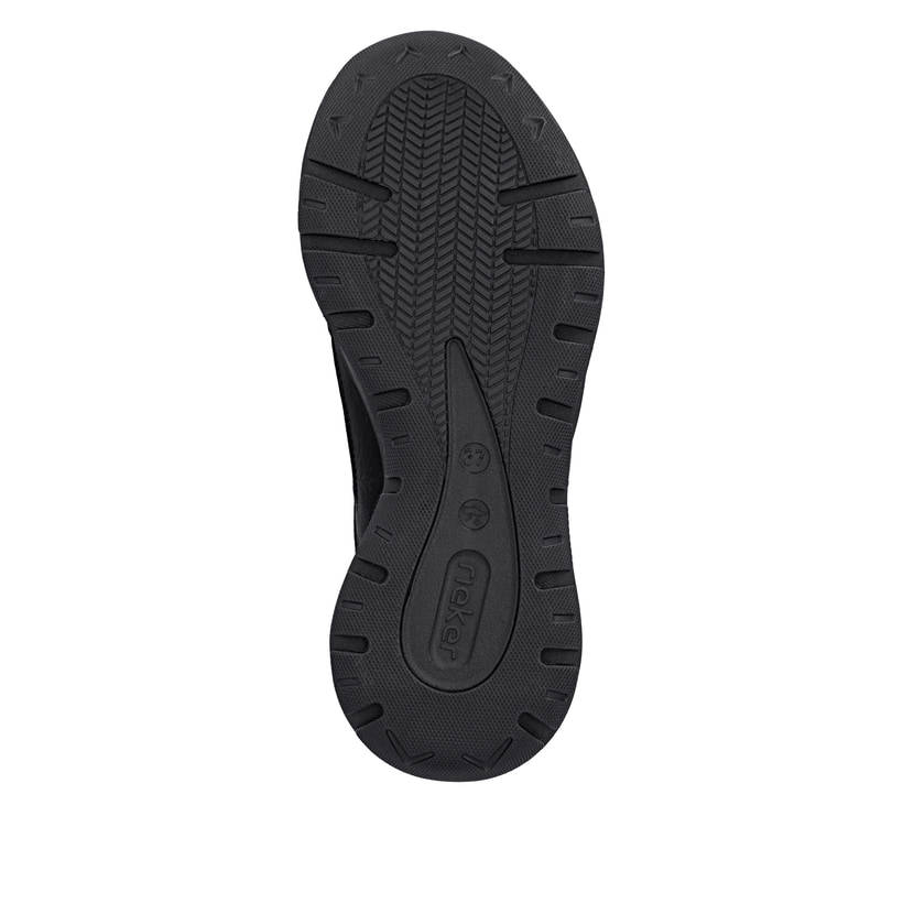 Schwarze Rieker Damen Sneaker Low M6501-00 mit wasserabweisender TEX-Membran. Schuh Laufsohle.