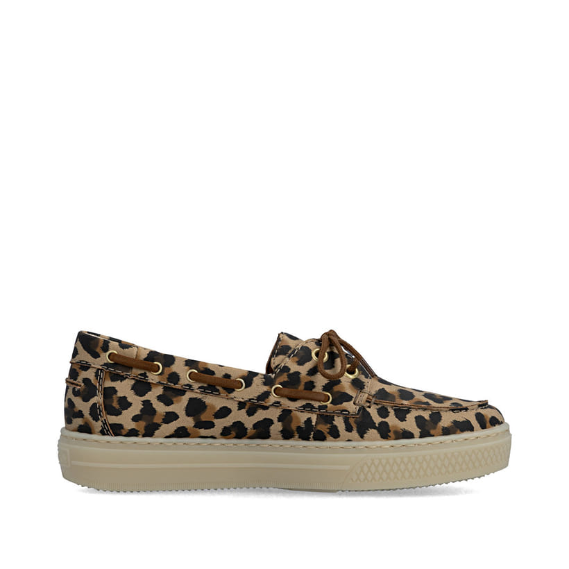 Mehrfarbige Rieker Damen Schnürschuhe L5905-91 mit angesagtem Animal-Print. Schuh Innenseite.