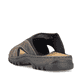 Braune Rieker Herren Pantoletten 25093-25 mit Elastikeinsatz sowie Ziernähten. Schuh von hinten.