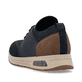 Blaue Rieker Herren Slipper B1054-14 mit Rieker Air Sohlenfenster. Schuh von hinten.