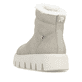 Beige Rieker Damen Kurzstiefel W2070-62 aus Glattleder mit einem Reißverschluss. Schuh von hinten.