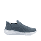 Blaue Rieker Damen Slipper M5072-10 mit Gummizug sowie einer ultraleichten Sohle. Schuh Innenseite.