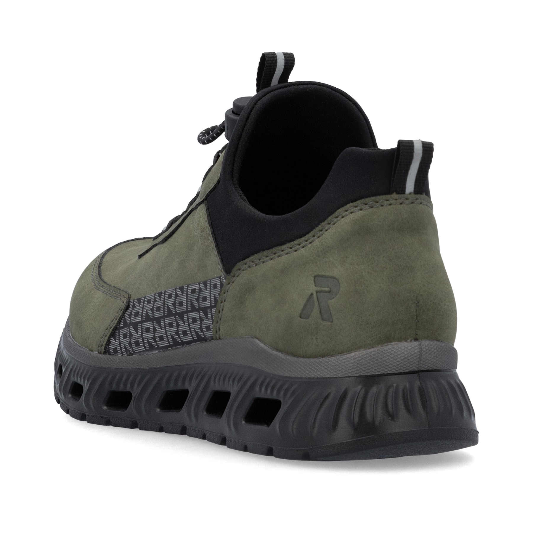 Baskets basses Rieker vertes pour femme M6058-54 avec bande élastique. Chaussure vue de dessus.
