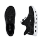 Schwarze Rieker Damen Sneaker Low M6066-01 mit Gummizug sowie flexibler Sohle. Schuh von oben, liegend.