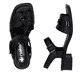 Sandales Rieker noires femme 62685-00 en cuir lisse avec boucle tendance. Chaussure vue de dessus, couchée.