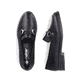 Mocassins Rieker noirs pour femme 46262-01 en cuir lisse. Chaussure vue de dessus, couchée.