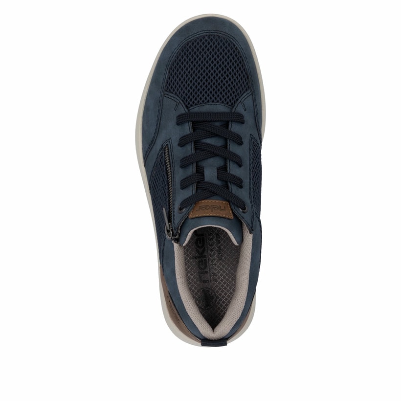 Blaue Rieker Herren Sneaker Low 16901-14 mit Reißverschluss sowie Extraweite H. Schuh von oben.
