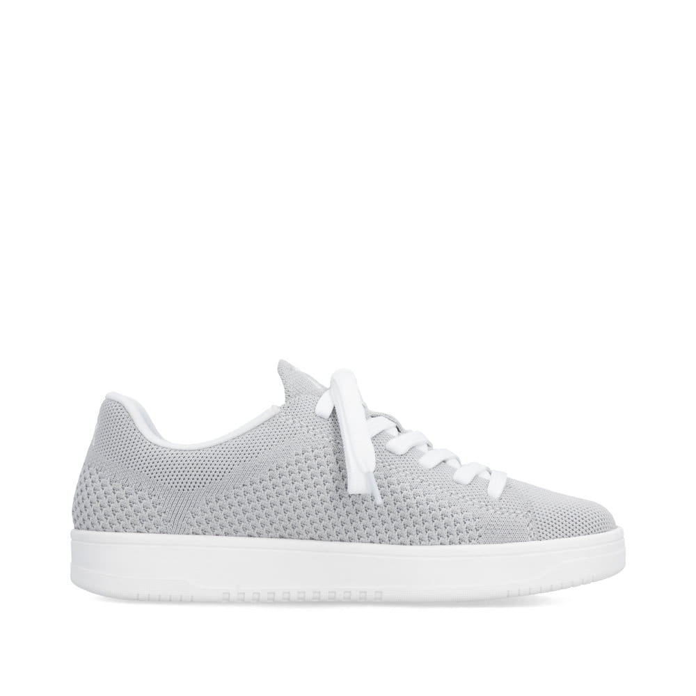 Graue waschbare Rieker Damen Sneaker Low W1904-40 mit einer Schnürung. Schuh Innenseite.
