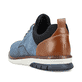 Blaue Rieker Herren Slipper 14450-14 mit einem Gummizug sowie Komfortweite G 1/2. Schuh von hinten.