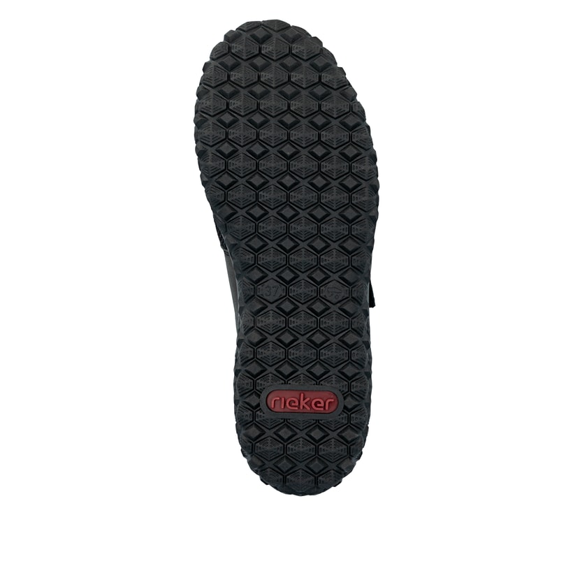 Mocassins Rieker gris pour femme 59552-45 avec fermeture velcro. Semelle extérieure de la chaussure.