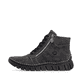 Dunkelgraue Rieker Damen Schnürstiefel 57502-45 mit einem Reißverschluss. Schuh Außenseite.