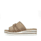 Beige Rieker Damen Pantoletten V0297-62 mit der schmalen Passform E 1/2. Schuh Außenseite.