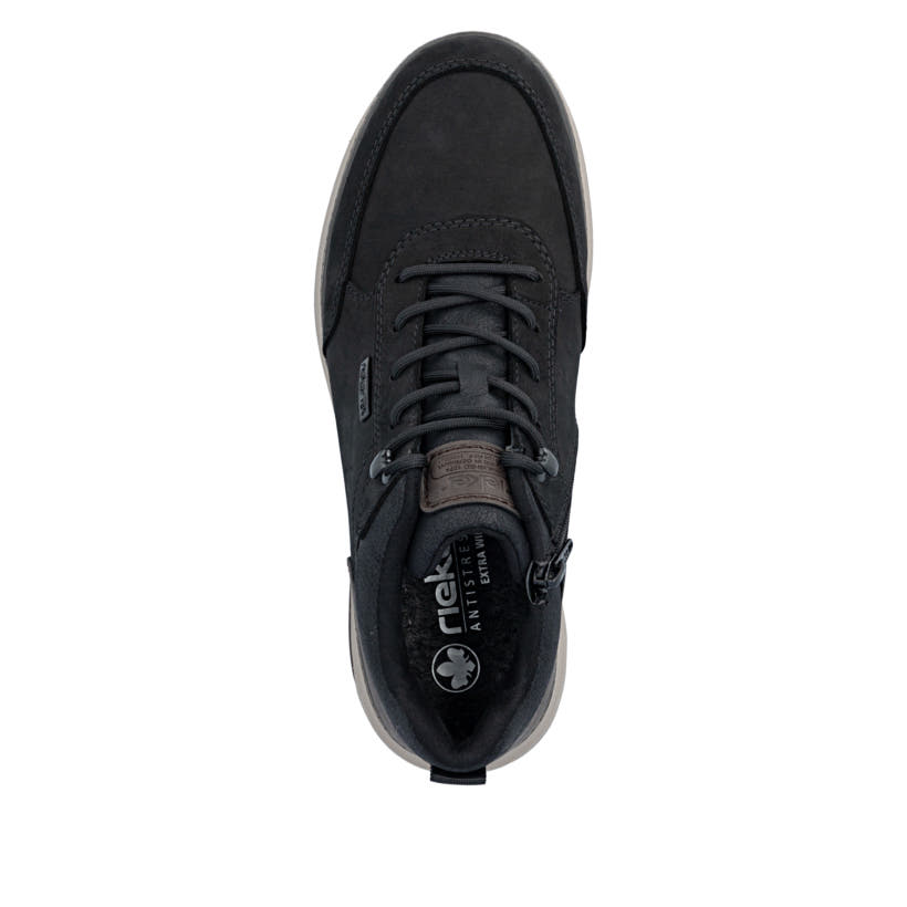 Schwarze Rieker Herren Sneaker High B5501-00 aus Rauleder. Schuh von oben.