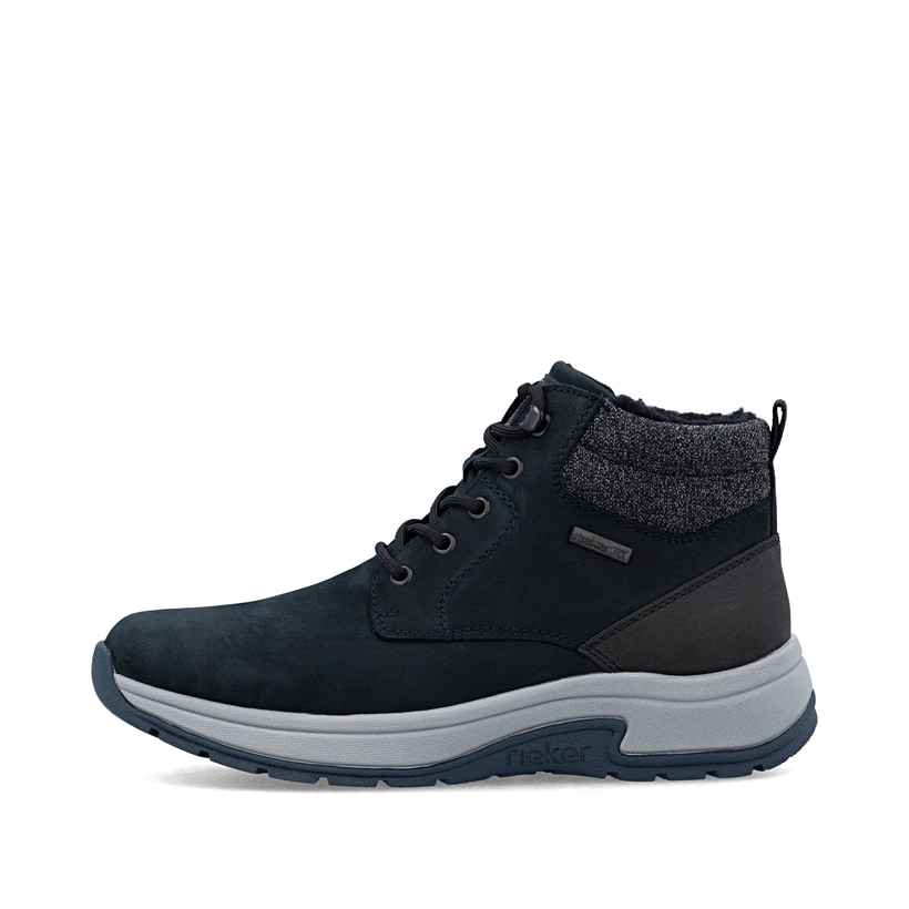 Blaue Rieker Herren Schnürstiefel 11004-14 aus Rauleder. Schuh Außenseite.