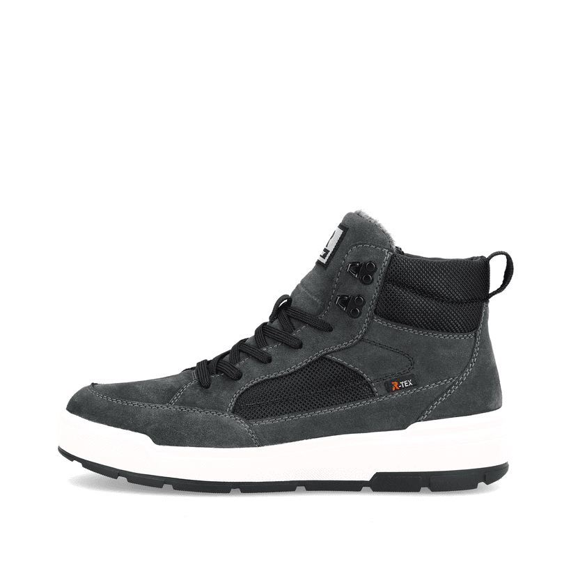 Blaue Rieker Herren Sneaker High U0069-45 mit wasserabweisender TEX-Membran. Schuh Außenseite.