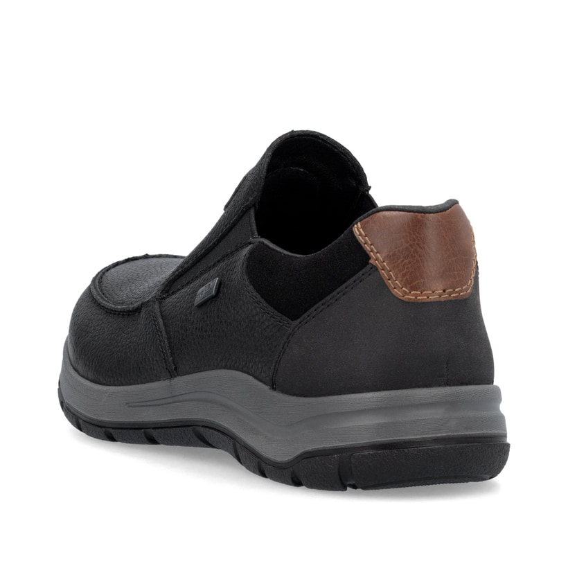 Mocassins Rieker noirs pour homme 03651-00 en cuir lisse. Chaussure vue de dessus.