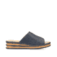 Blaue Rieker Damen Pantoletten 62905-14 mit moderner Spannnaht. Schuh Innenseite.