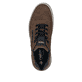 Braune Rieker Herren Schnürschuhe 37029-24 mit rundem Logo sowie Reißverschluss. Schuh von oben.