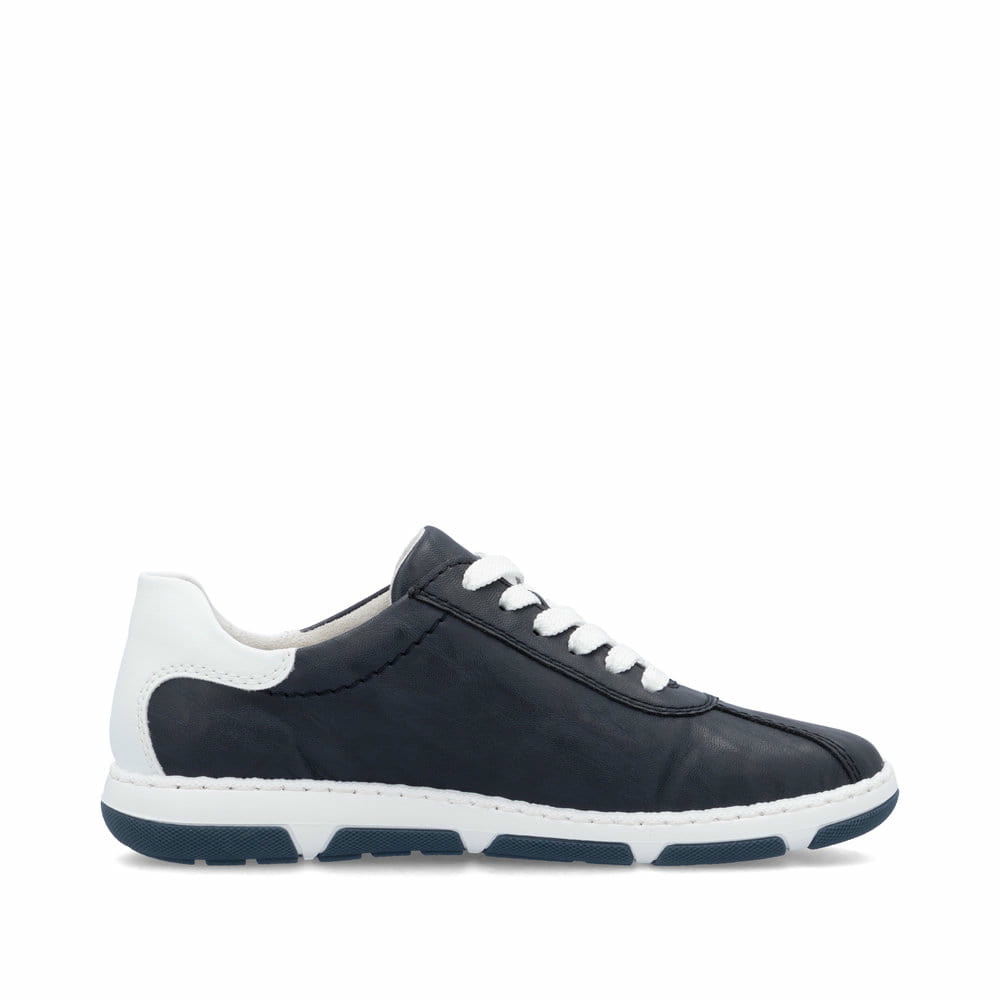 Blaue Rieker Damen Schnürschuhe 42408-14 mit der Extraweite H. Schuh Innenseite.