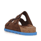 Braune Rieker Herren Pantoletten 21190-28 aus Rauleder mit farbiger Sohle. Schuh von hinten.