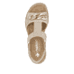 Beige Rieker Keilsandaletten 69158-60 mit Deko-Kette sowie einem Gummizug. Schuh von oben.