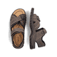 Braune Rieker Herren Trekkingsandalen 25051-27 mit einem Klettverschluss. Schuh von oben, liegend.