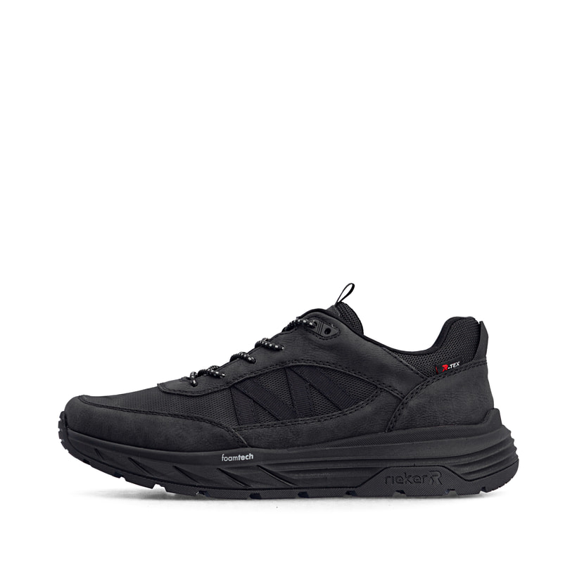 Mocassins Rieker noirs hommes 06155-00 avec membrane RiekerTEX hydrofuge. Côté extérieur de la chaussure.