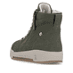 Grüne Rieker Damen Sneaker High W0164-54 mit einer leichten und griffigen Sohle. Schuh von hinten.