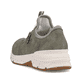 
Grüngraue Rieker Damen Slipper 48163-52 mit Gummizug sowie einer robusten Profilsohle. Schuh von hinten