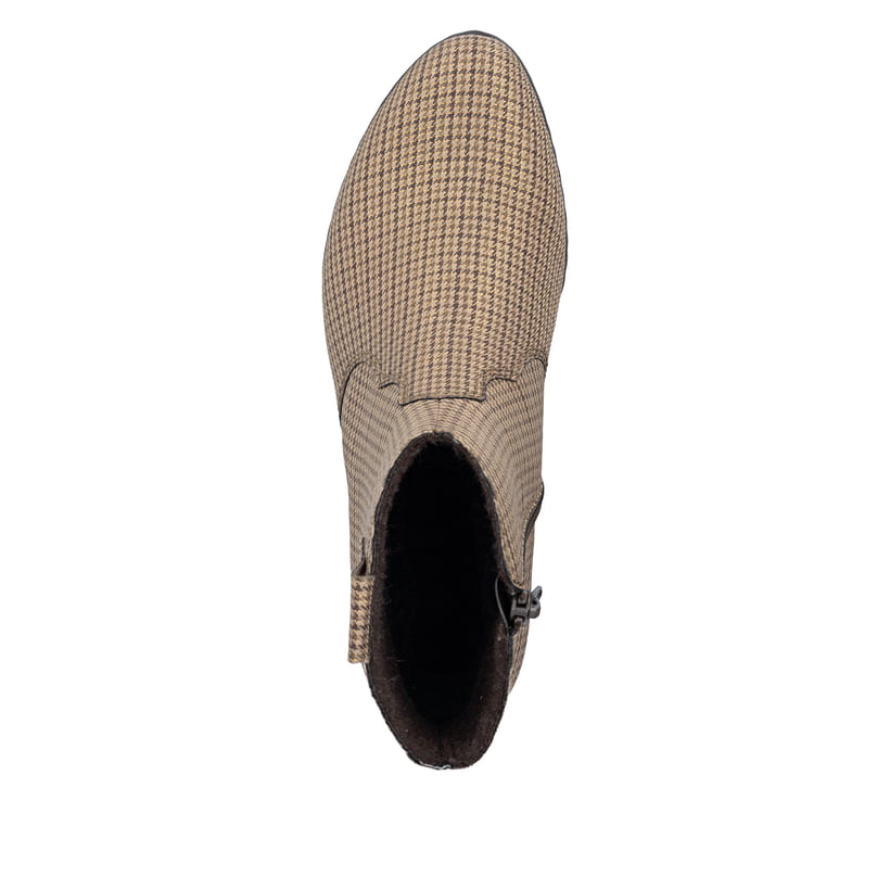 Beige Rieker Damen Stiefeletten Y0762-64 mit einem Reißverschluss. Schuh von oben.