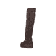 Dunkelbraune Rieker Damen Hochschaftstiefel 76892-25 mit Deko-Schnalle. Schuh von hinten.