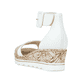 Weiße Rieker Keilsandaletten 67191-80 mit einem Klettverschluss. Schuh von hinten.