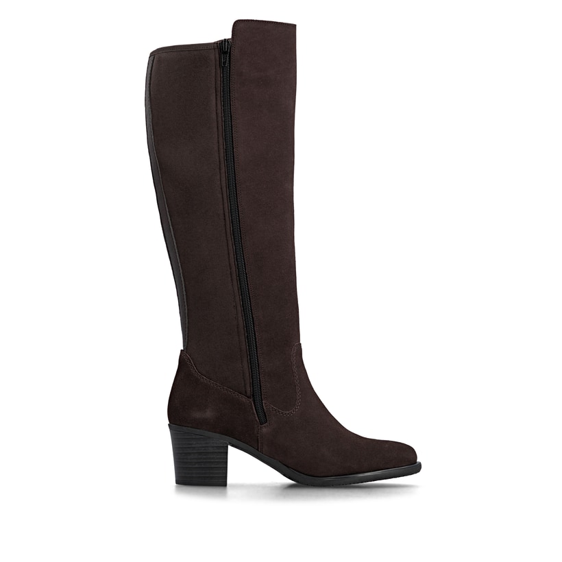 Dunkelbraune Rieker Damen Hochschaftstiefel Y2050-25 mit einem Reißverschluss. Schuh Innenseite.