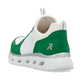 Grüne vegane Rieker Damen Sneaker Low M6068-52 mit einem Gummizug. Schuh von hinten.