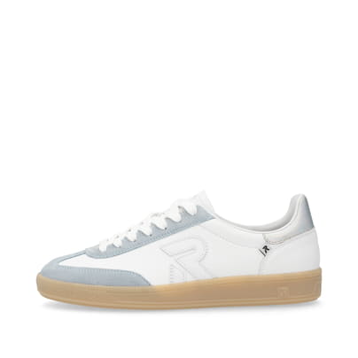 Weiße Rieker Damen Sneaker Low W2200-84 mit einer Schnürung. Schuh Außenseite.