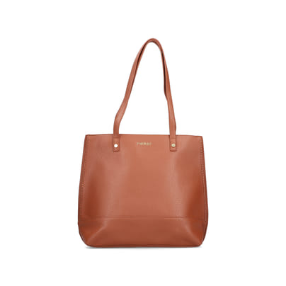 Rieker Shopper H1529-22 in Beige mit Innenfach, Reißverschluss und Handyfach. Vorderseite.