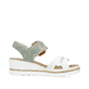 Weiße Rieker Keilsandaletten 67476-81 mit trendigen Schnalle. Schuh Innenseite.