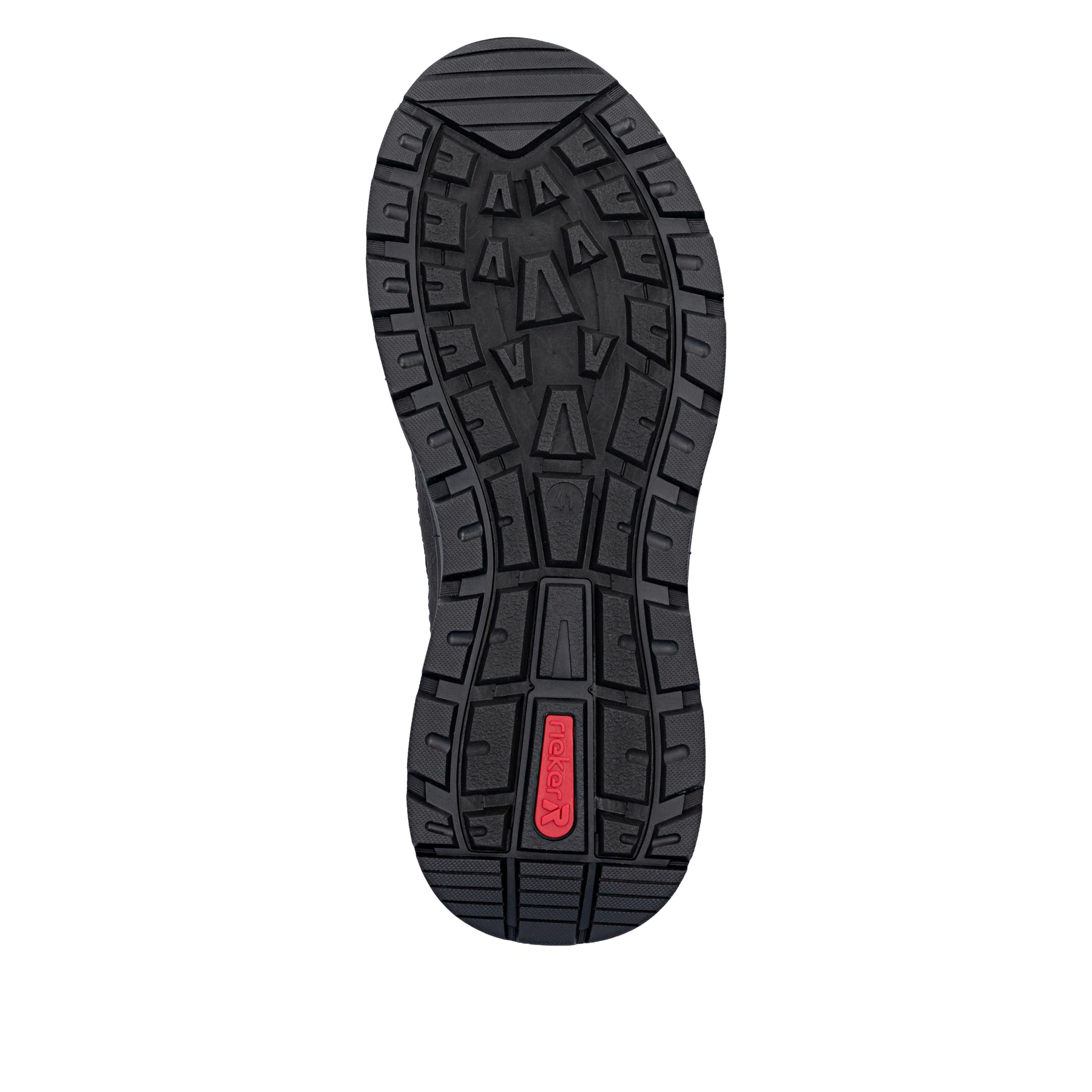 Mocassins Rieker noirs hommes 06155-00 avec membrane RiekerTEX hydrofuge. Semelle extérieure de la chaussure.