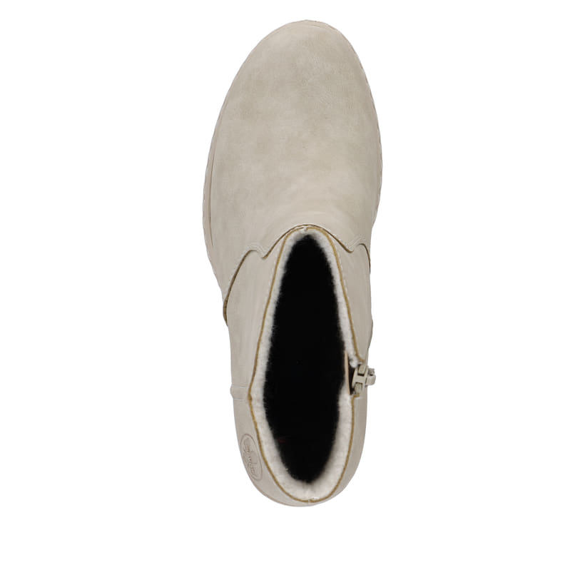 Bottines Rieker beiges pour femme Y2553-60 avec fermeture éclair. Semelle extérieure de la chaussure.