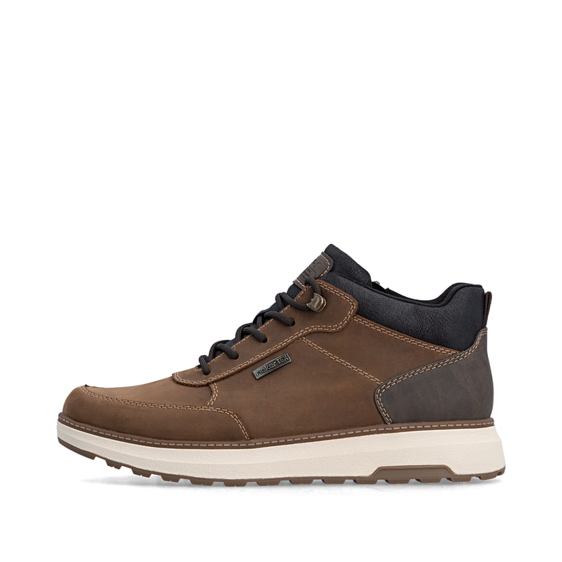 Dunkelbraun-schwarze Rieker Herren Sneaker High B5501-22 aus Rauleder. Schuh Außenseite.