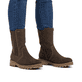 Dunkelbraune Rieker Damen Chelsea Boots 73260-25 mit einem Reißverschluss. Schuh am Fuß.