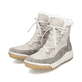 
Hellbeige Rieker Damen Schnürstiefel Y4744-61 mit Schnürung und Reißverschluss. Schuhpaar schräg.